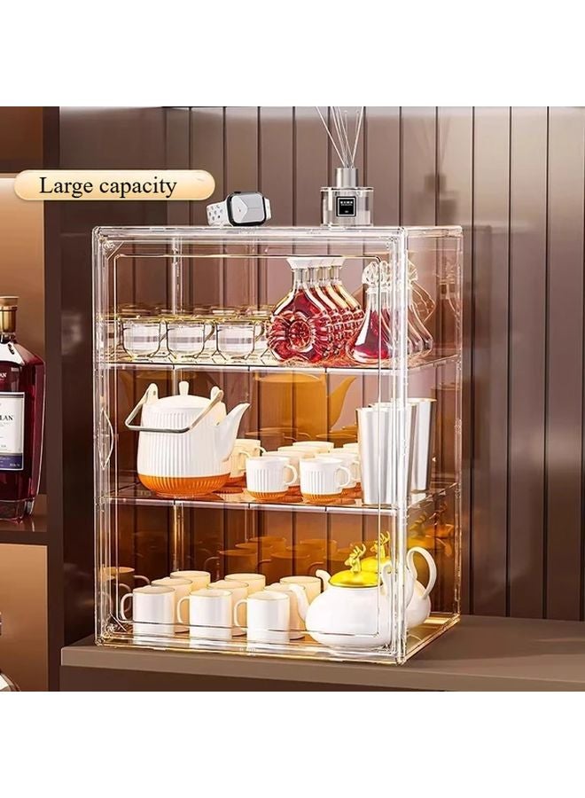Transparent Acrylic Display Cabinet 14.17x10.63x5.51 Inches Magnetic Door Dustproof Stackable - Image 4